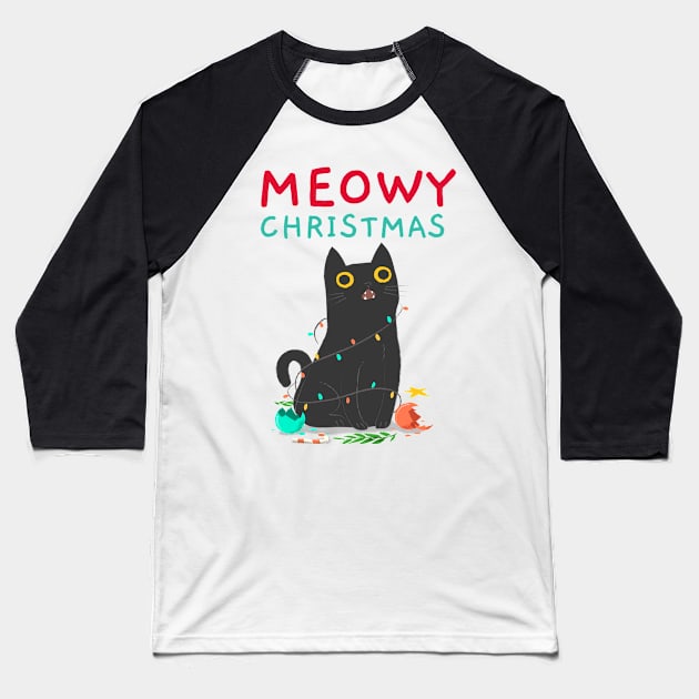 X-mas cat Baseball T-Shirt by BlabLabel